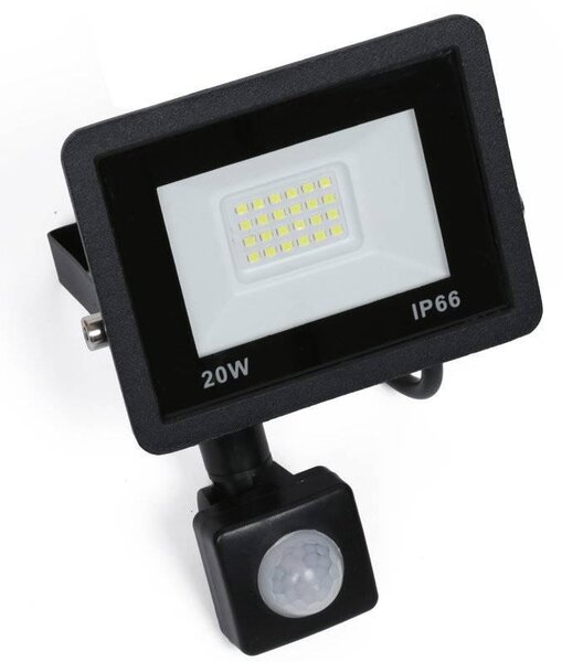 Vanjski LED reflektor IP66 crni 20W + senzor