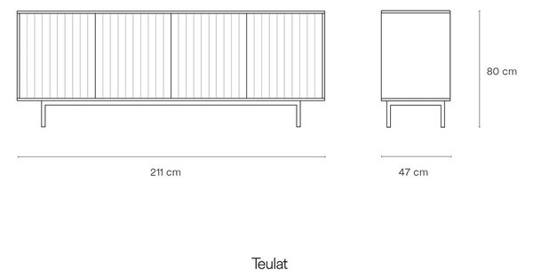 Siva niska komoda 211x80 cm Sierra – Teulat