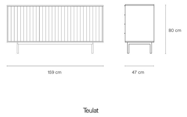 Siva niska komoda 159x80 cm Sierra – Teulat