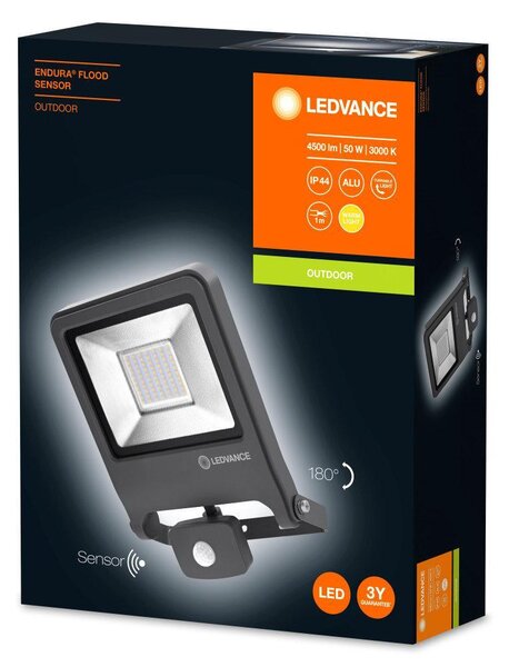 Vanjski LED reflektor 50W s IP44 crni senzor