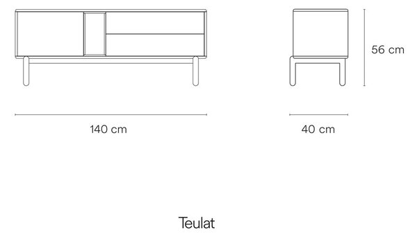 Bijeli TV stol 140x56 cm Corvo - Teulat