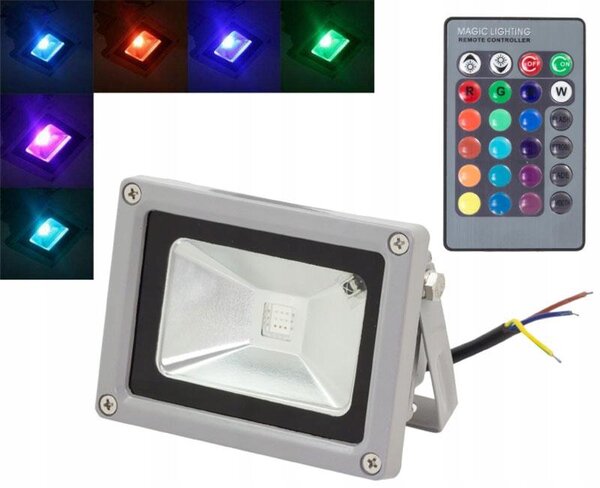 Vanjski LED RGB reflektor + daljinski upravljač 10W IP65