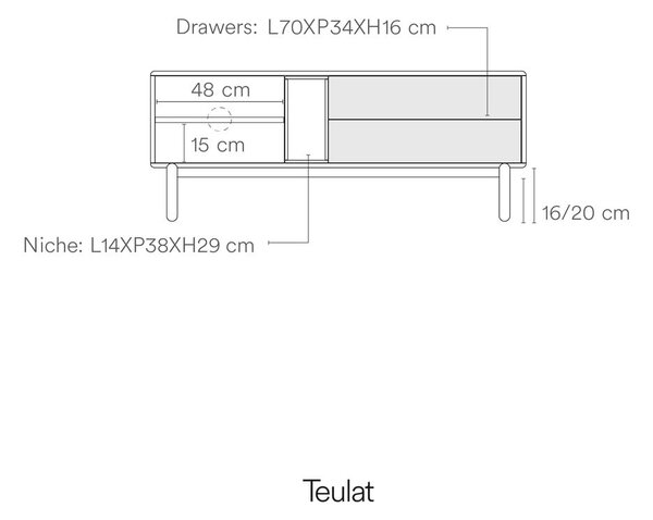 Bijeli TV stol 140x56 cm Corvo - Teulat