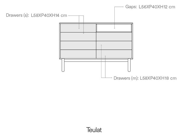 Tamno siva niska komoda 120x90 cm Corvo - Teulat