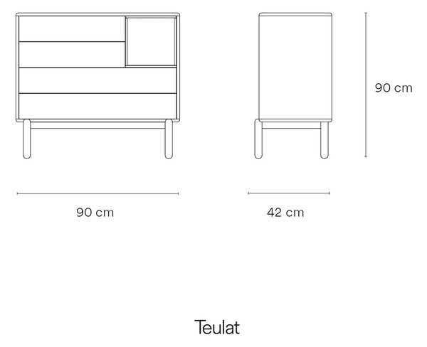 Tamnosiva niska komoda 90x90 cm Corvo - Teulat
