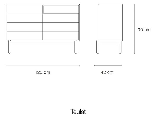 Tamno siva niska komoda 120x90 cm Corvo - Teulat