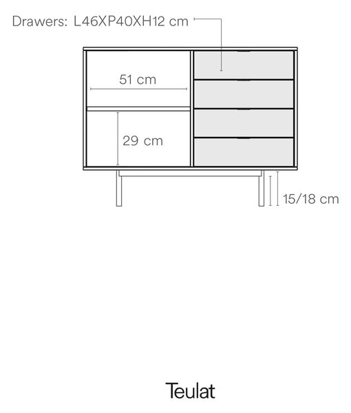 Siva/u prirodnoj boji niska komoda u dekoru hrasta 108x80 cm Sierra – Teulat
