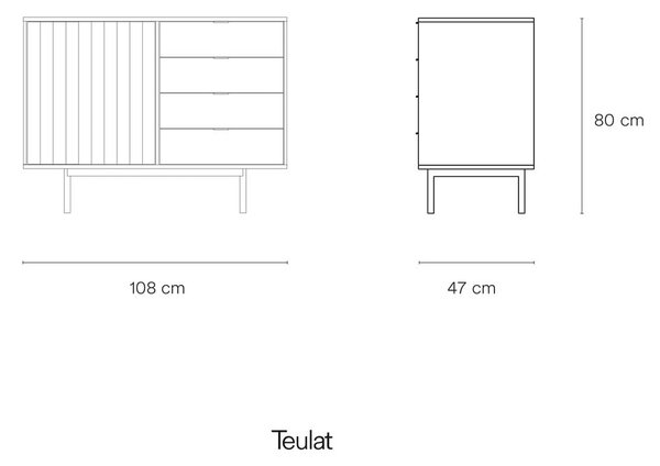 Siva/u prirodnoj boji niska komoda u dekoru hrasta 108x80 cm Sierra – Teulat