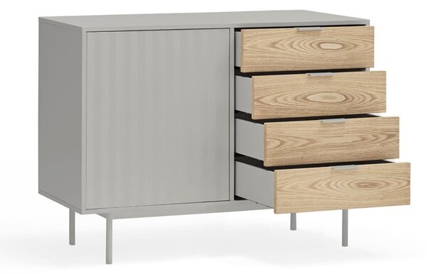 Siva/u prirodnoj boji niska komoda u dekoru hrasta 108x80 cm Sierra – Teulat