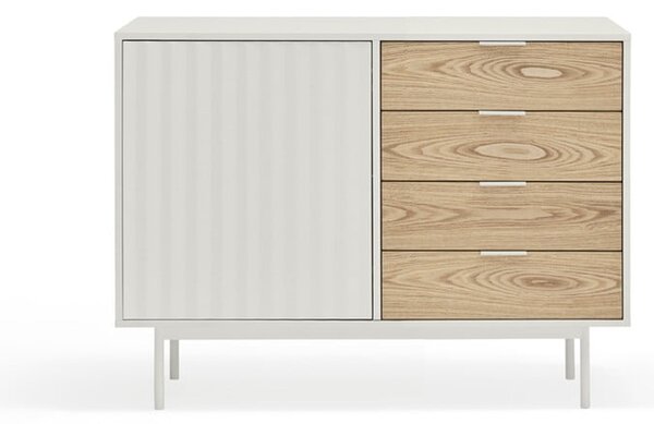 Bijela/u prirodnoj boji niska komoda u dekoru hrasta 108x80 cm Sierra – Teulat