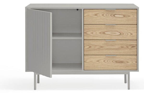 Siva/u prirodnoj boji niska komoda u dekoru hrasta 108x80 cm Sierra – Teulat