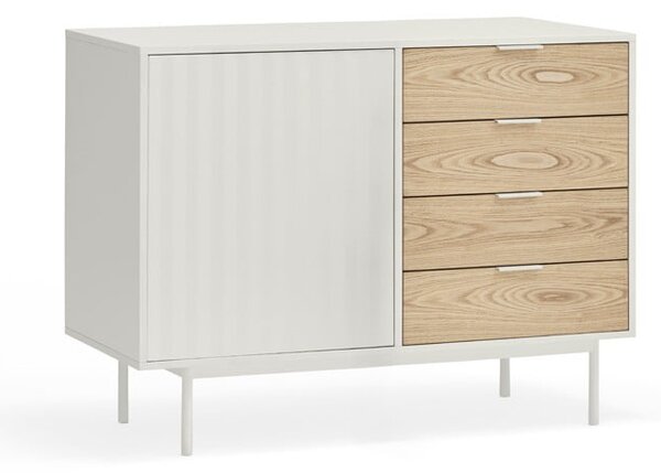 Bijela/u prirodnoj boji niska komoda u dekoru hrasta 108x80 cm Sierra – Teulat