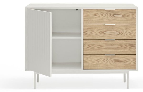 Bijela/u prirodnoj boji niska komoda u dekoru hrasta 108x80 cm Sierra – Teulat