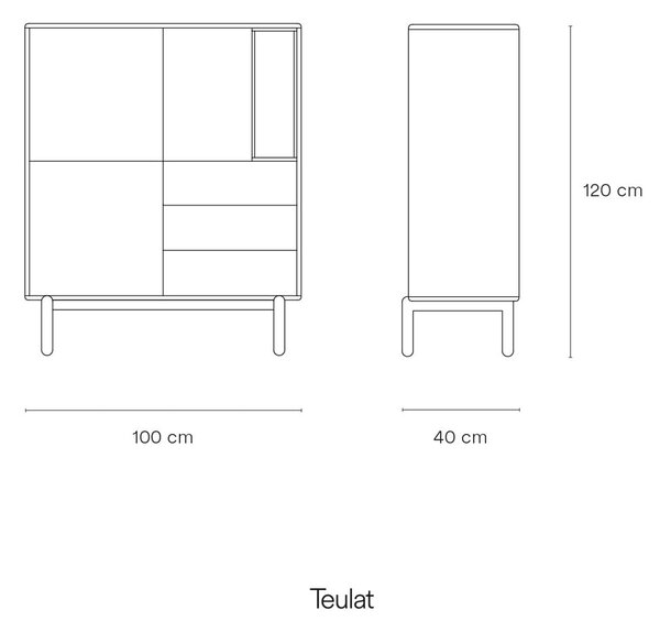 Tamno siva visoka komoda 100x120 cm Corvo - Teulat