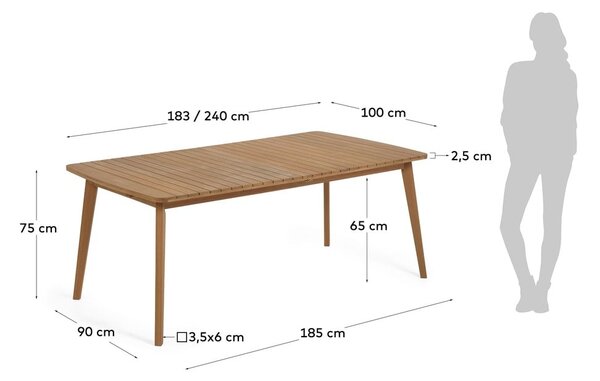 Vrtni stol od masivnog drveta 100x240 cm Hanzel – Kave Home