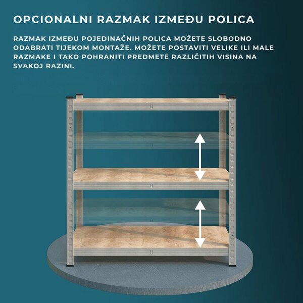 Regal za gume TYRE, 120x40x180 cm, max. 795 kg, srebrna/svijetlosmeđi Jurhan