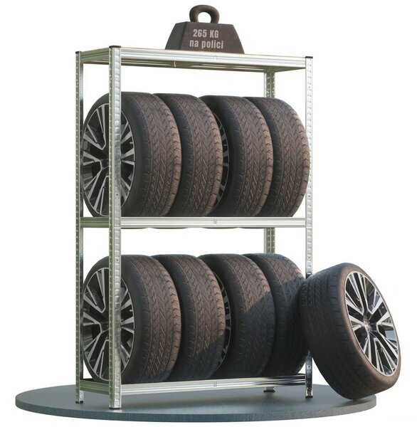 Regal za gume TYRE, 120x40x180 cm, max. 795 kg, srebrna/svijetlosmeđi Jurhan