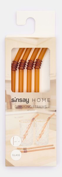 Sinsay - Set staklenih slamki s četkicom za čišćenje 5 pack