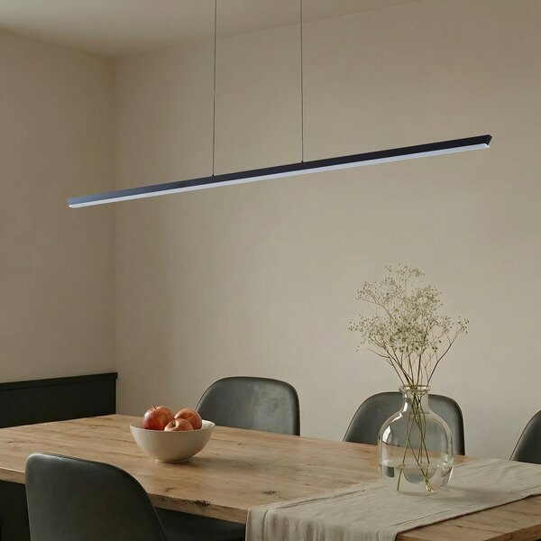 Lucande LED viseća svjetiljka Solvar, 158 cm, crna, CCT, prigušljiva, prigušiva, Crno, Dnevni boravak/blagovaonica, Metal