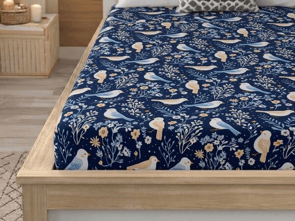 Plahta od mikrovlakana DENIM BIRDS plava 90x200 cm