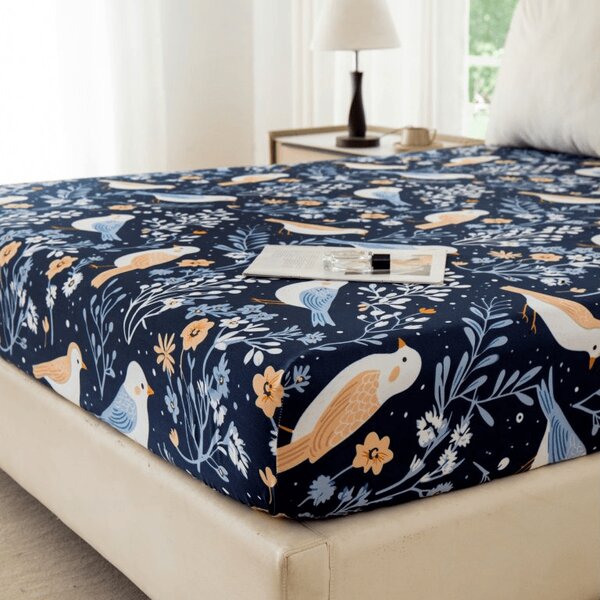 Plahta od mikrovlakana DENIM BIRDS plava 90x200 cm