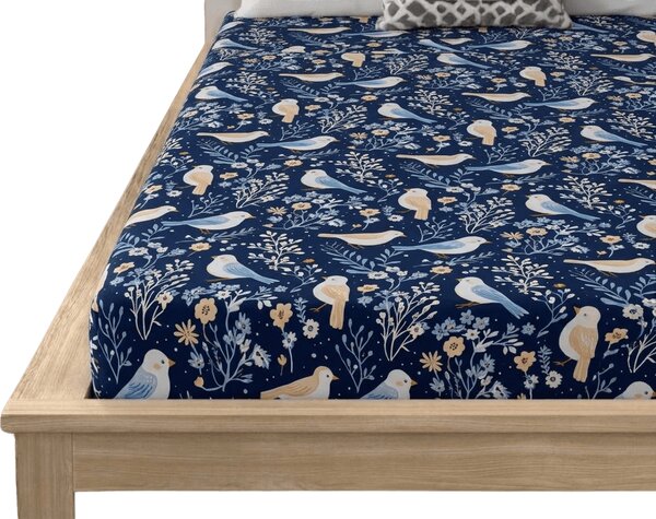 Plahta od mikrovlakana DENIM BIRDS plava 90x200 cm