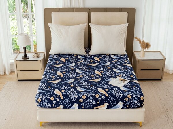 Plahta od mikrovlakana DENIM BIRDS plava 90x200 cm