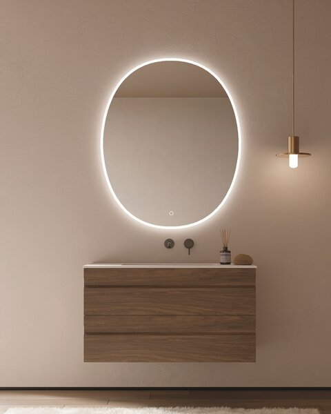 Idealaqua R Curve 100 cm ormarić s umivaonikom, tamno smeđe drvo