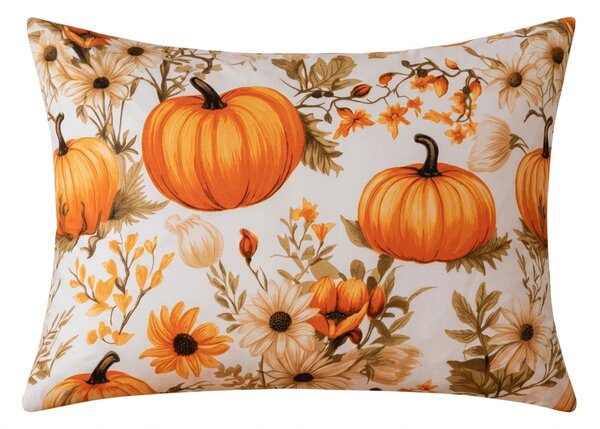 Jastučnica od mikrovlakana FLOWERS AND PUMPKINS 50x70 cm, narančasta