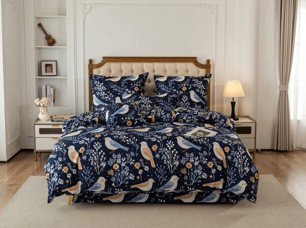 Posteljina od mikrovlakana DENIM BIRDS plava Dimenzije posteljine: 70 x 90 cm | 140 x 200 cm