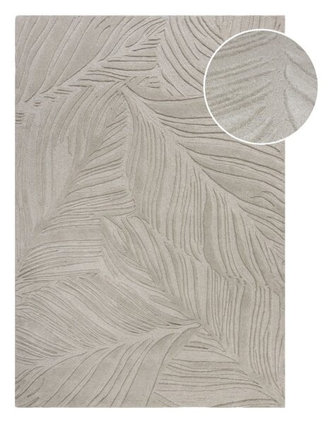 Sivi vuneni tepih Flair Rugs Lino Leaf, 120 x 170 cm