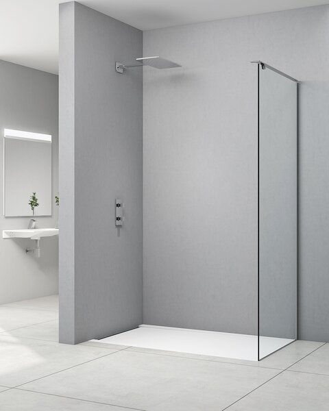 Idealaqu tuš stranica za vrata BUR, 80, polished inox/prozirno