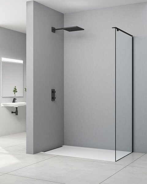 Idealaqu tuš stranica za vrata BUR, 80, brushed black/prozirno