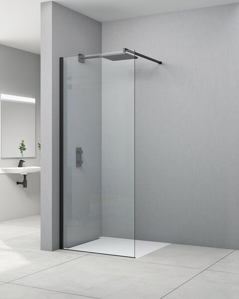 Idealaqua walk-in Black DNR, 80 cm, crna\prozirno