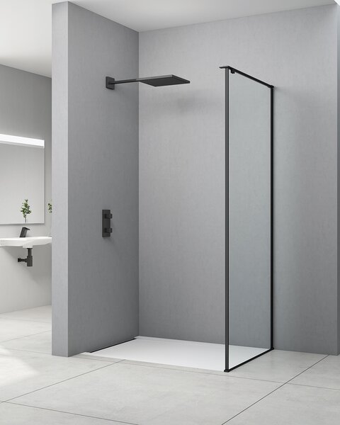 Idealaqua tuš stranica za vrata SxR, 90 cm, crna\prozirno