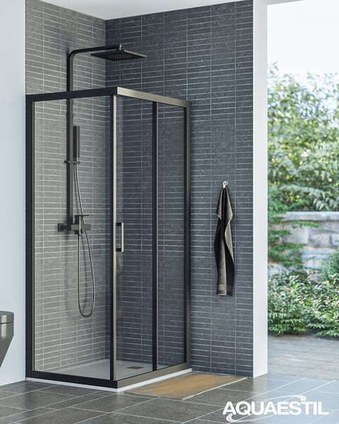 Aquaestil tuš stranica za kabinu Savana D+W, 80 cm, crna/prozirno