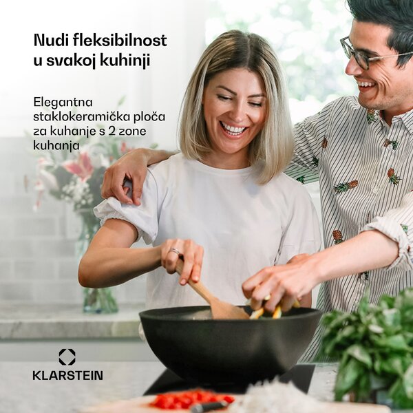 Klarstein EasyCook Domino, staklokeramička ploča za kuhanje, 3000 W, okretni regulator, crna