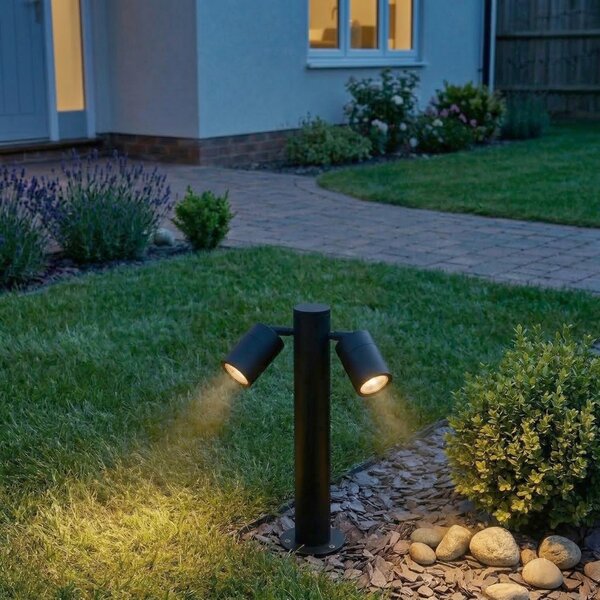 Stojeća vanjska lampa crna 45 cm IP44 podesiva 2-svjetla - Duo
