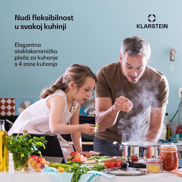 Klarstein EasyCook, staklokeramička ploča za kuhanje, 6100 W, okretni regulator, crna