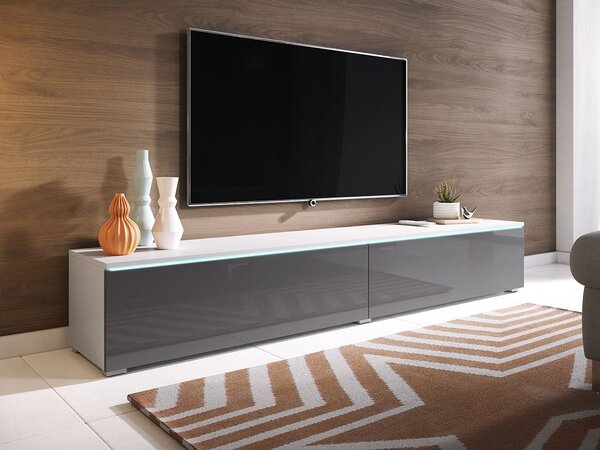 TV stolić/ormarić Dilune 180 (bijela + sivi sjaj) (bijela led rasvjeta)
