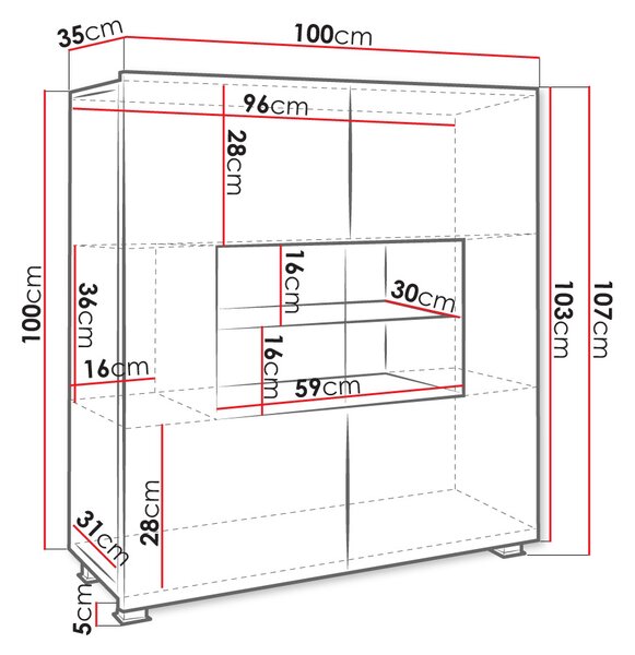 Zondo.hr Vitrina Brenali BR01 (crna + crni sjaj) (bijela led rasvjeta). 1053845
