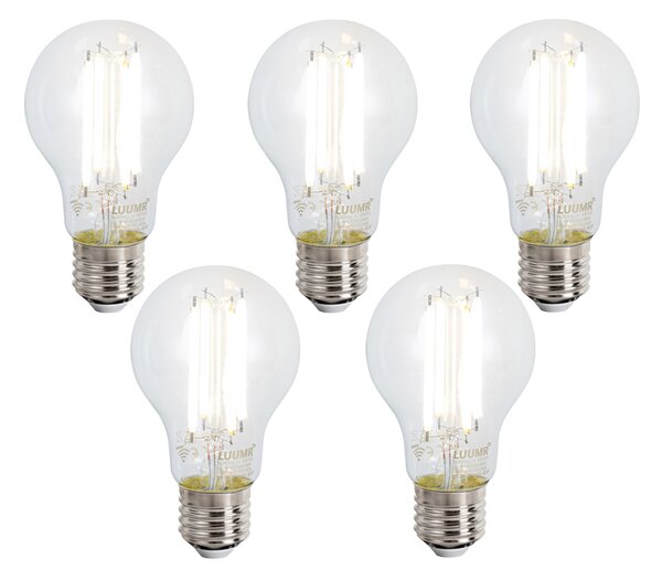 Set od 5 pametnih E27 prigušivih LED žarulja A60 prozirnih 7W 806 lm 2700-6500K