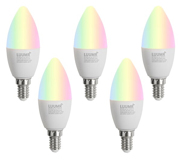 Set od 5 pametnih E14 LED žarulja C37 Opal RGBW 4,9W 470 lm 2700-6500K