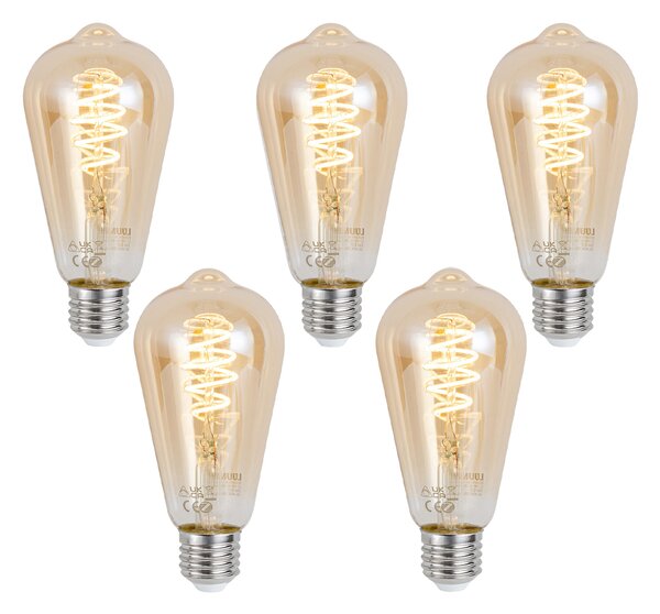 Set od 5 pametnih E27 prigušivih LED žarulja ST64 Amber 4.9W 320 lm 2500K Zigbee
