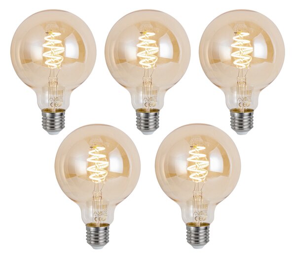 Set od 5 pametnih E27 prigušivih LED žarulja G95 Amber 4.9W 320 lm 2500K Zigbee