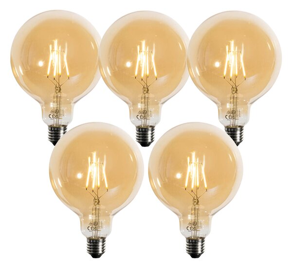 Set od 5 E27 prigušivih LED žarulja zlatne boje G125 4,9W 450 lm 2200K