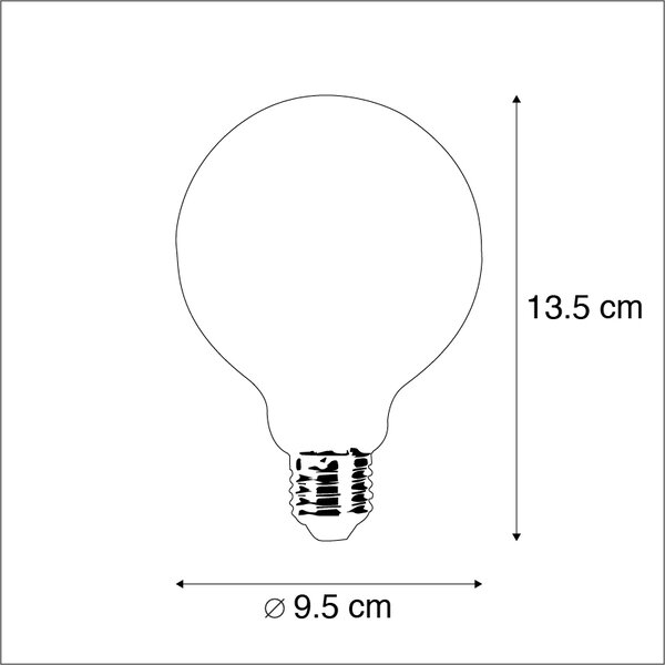 Set od 3 E27 prigušivih LED žarulja G95 5W 470lm 2700K