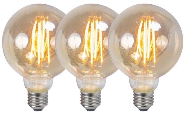 Set od 3 E27 prigušivih LED žarulja G95 dimljenih 5W 380lm 2200K