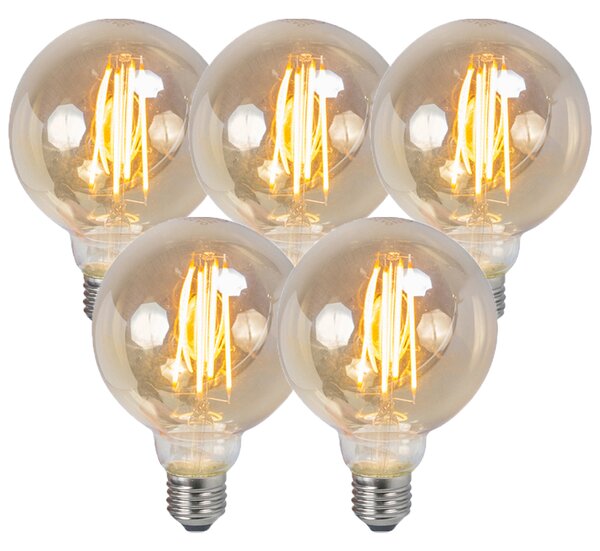 Set od 5 E27 prigušivih LED žarulja s filamentom i dimnim staklom 5W 450lm 2200K