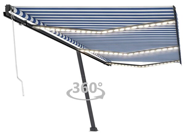 VidaXL Automatska tenda sa senzorom LED 600 x 300 cm plavo-bijela